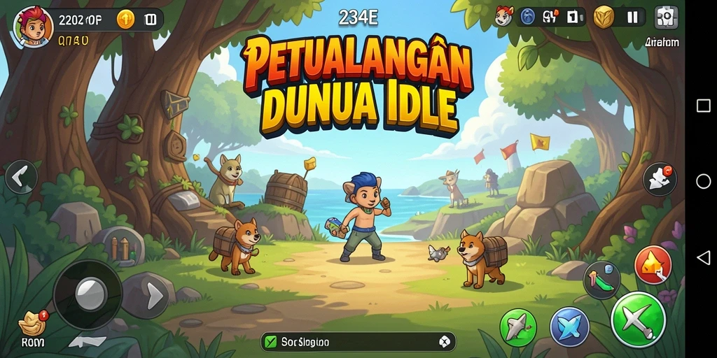 Screenshot gameplay <strong>234E</strong> menampilkan karakter yang sedang mengumpulkan sumber daya.