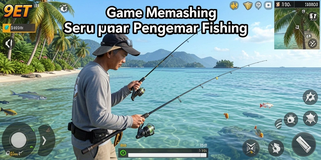 Gameplay menarik dalam game memancing 9ET dengan berbagai lokasi.