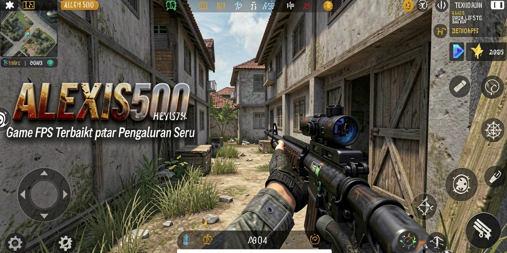 Screenshot gameplay ALEXIS500 yang menampilkan aksi menembak yang mendebarkan.