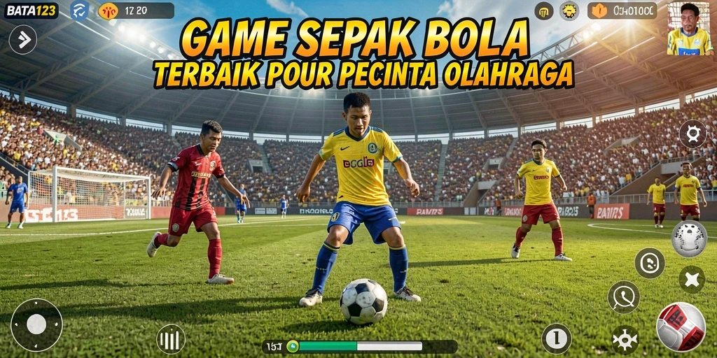 Screenshot utama BATA123 menampilkan aksi seru di lapangan sepak bola.