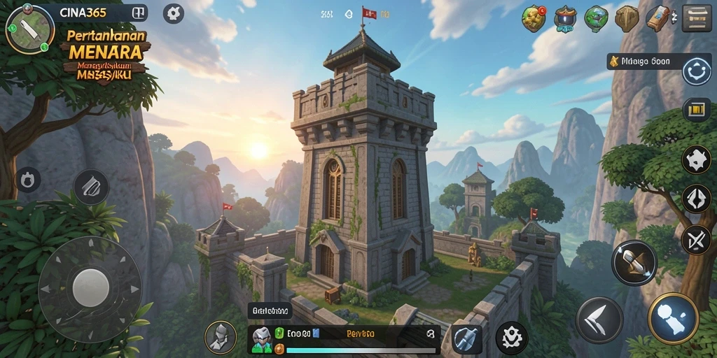 Screenshot gameplay Tower Defense CINA365 yang menegangkan.