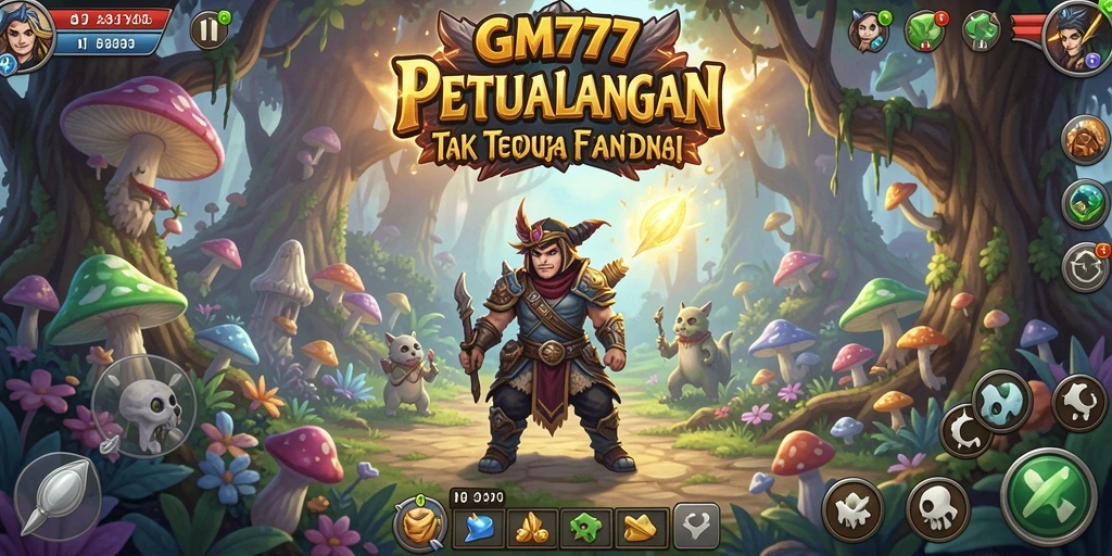 Tampilan gameplay GM777 yang epik dalam dunia adventure.