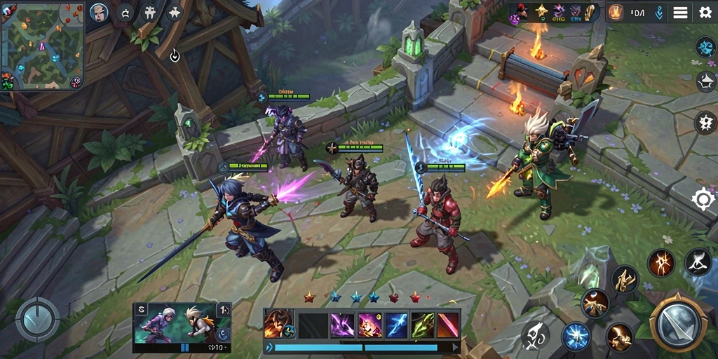 Tampilan seru gameplay MOBA di HARAPJP dengan pertarungan strategis.