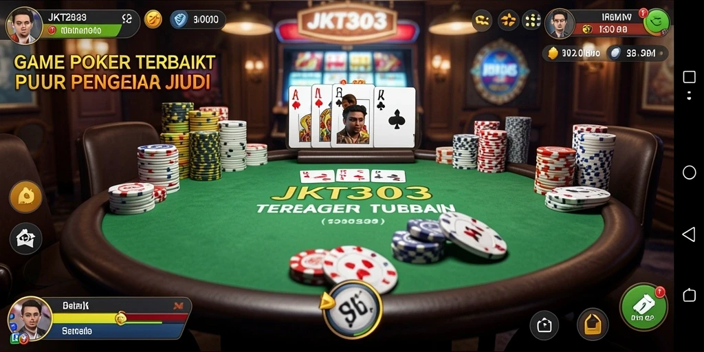 Screenshot JKT303 menampilkan momen seru dalam permainan poker.