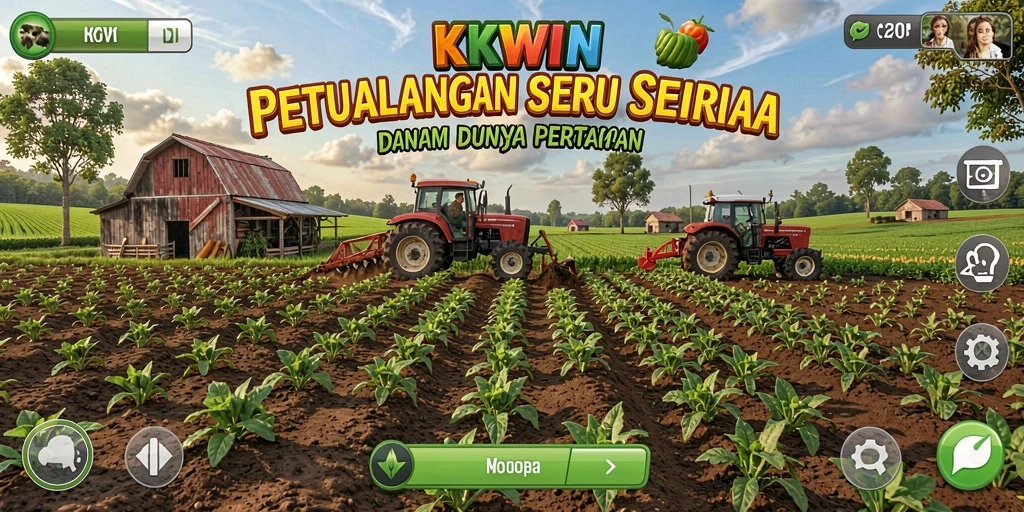 Tampilan menarik dari gameplay KKWIN dengan berbagai tanaman yang tumbuh.