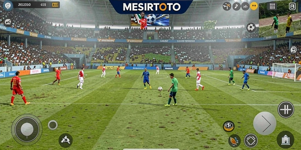 Tangkapan layar utama MESIRTOTO menampilkan aksi permainan sepak bola yang mendebarkan.