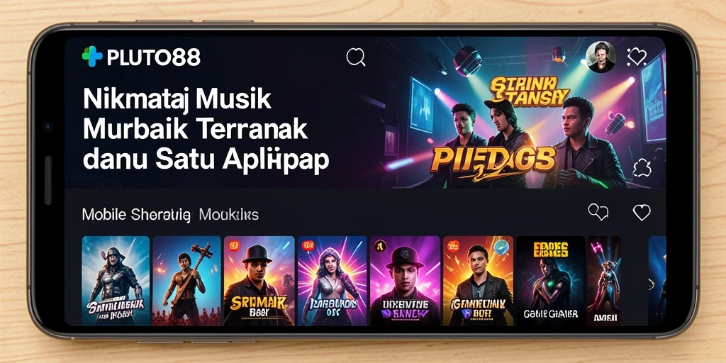 Tampilan gameplay interaktif musik di PLUTO88 dengan alat musik virtual.