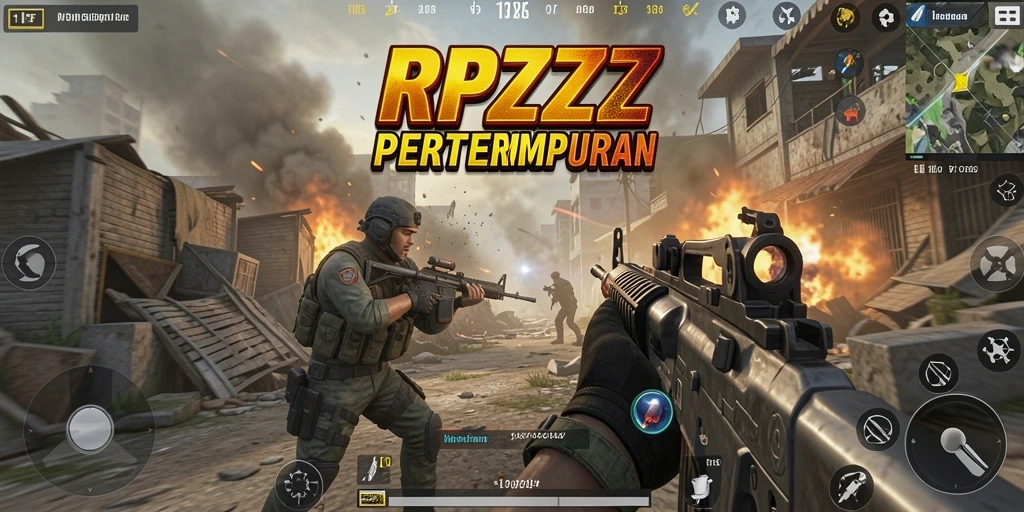 Screenshot utama RPZZZ menampilkan aksi seru dalam pertempuran FPS.