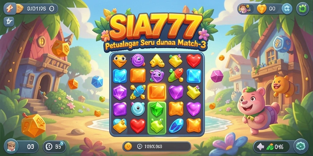 Tampilan gameplay SIA777 dengan berbagai item berwarna-warni yang mengasyikkan.