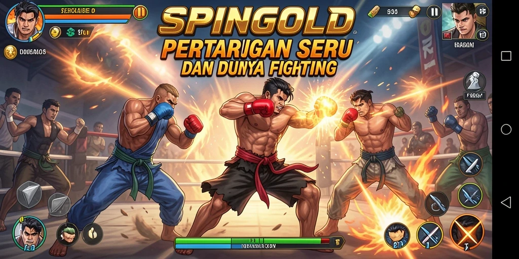 Gameplay SPINGOLD yang intens dan mendebarkan dalam pertarungan.