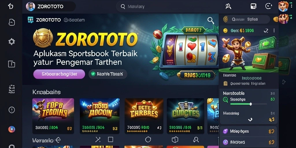 Tampilan gameplay menarik dari aplikasi ZOROTOTO yang menyajikan taruhan olahraga.